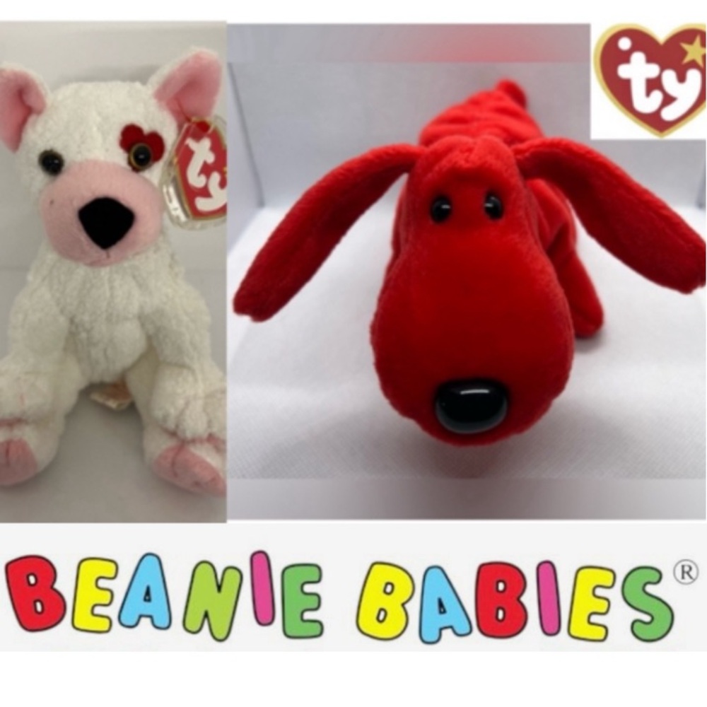 Ty  Stuffed animal White puppy and red dog Stuffed Animals